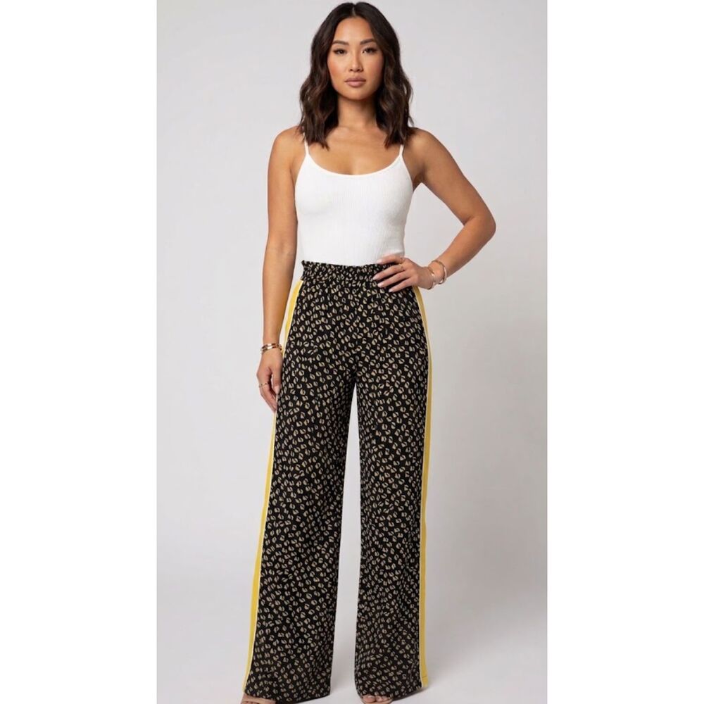 New New Look Wide Leg High Waist Side Stripe Flowy Pant Women's Size Large